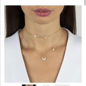 BNWT pave butterfly and “S” initial necklace